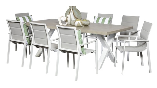 Element 2.2m GRC Table & 8 Lagoon Chairs White