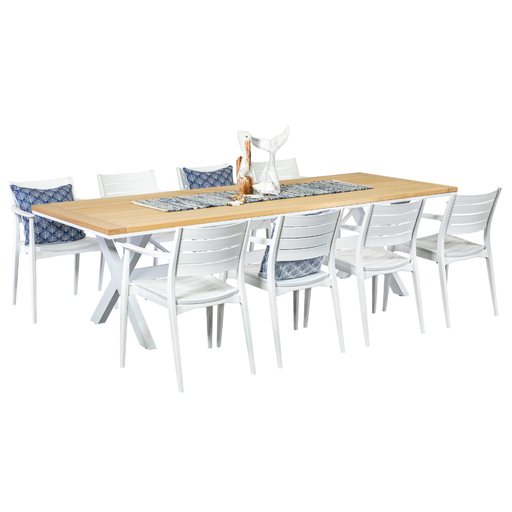 Tribeca 2.6m Table & 8 Lyon Chairs White