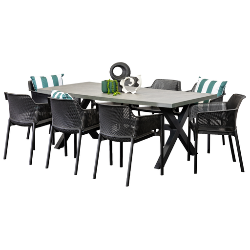 Noosa 2m Table & 8 Paris Chairs Black
