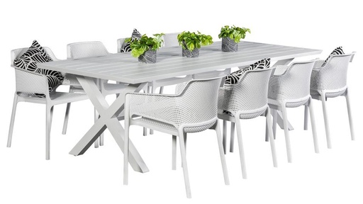 Samui 2.6m Table & 8 Paris Chairs White