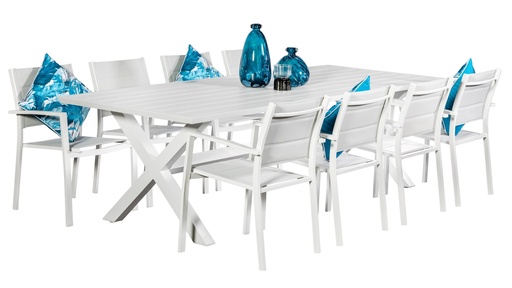 Samui 2.6m Table & 8 Whitby Chairs White