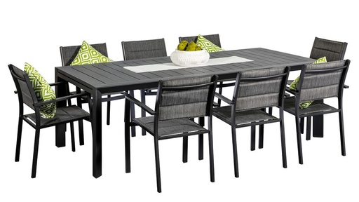 Calais Extension Table & 8 Whitby Chairs Black 