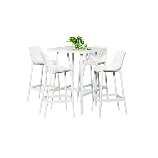 Albi 81cm Bar Table & 4 Isla Stools White