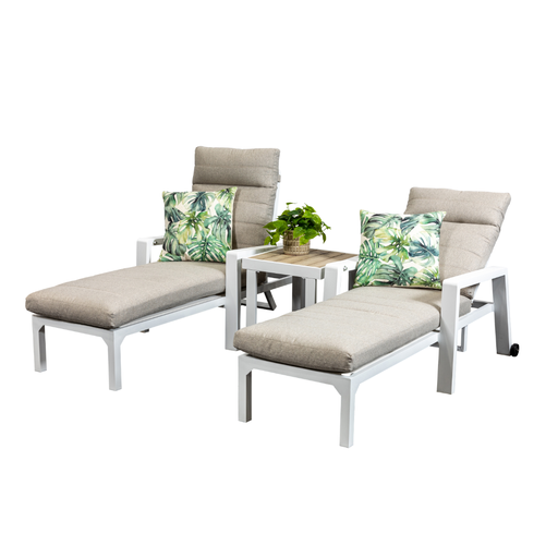 Allure Side Table & 2 Sunlounges White