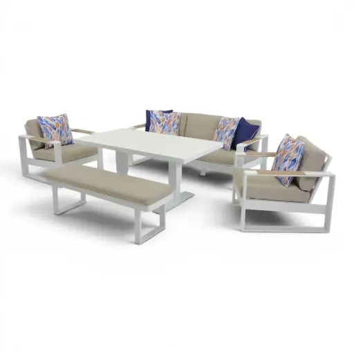 Allure Sofa Large Pop-Up Set & Bench White