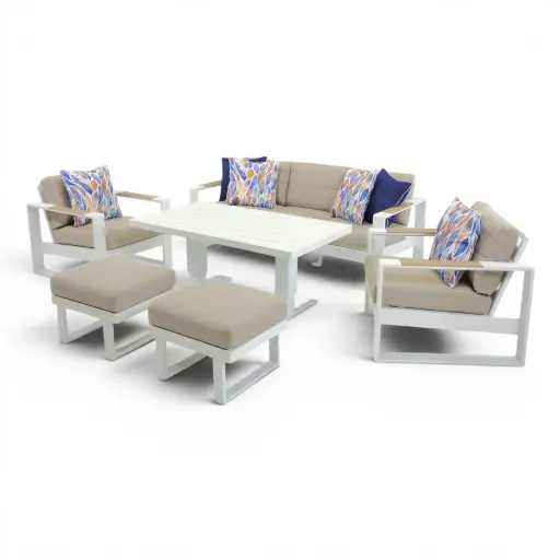 Allure Sofa Small Pop-Up Set & 2 Footstools White