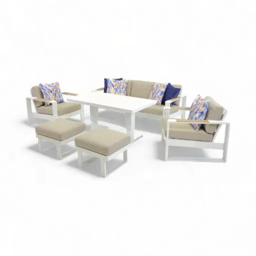 Allure Sofa Large Pop-Up Set & 2 Footstools White