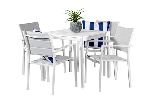 Stecca 80cm Table & 4 Whitby Chairs White