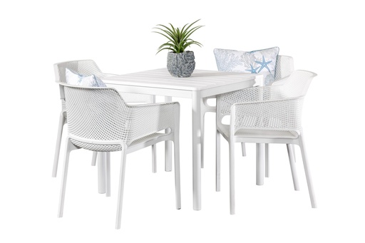 Stecca 80cm Table & 4 Paris Chairs White