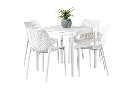 Stecca 80cm Table & 4 Isla Chairs White