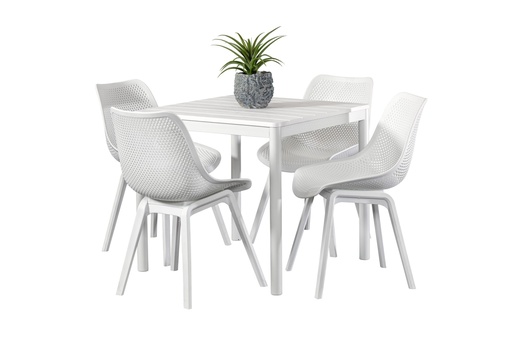 Stecca 80cm Table & 4 Bronte Chairs White
