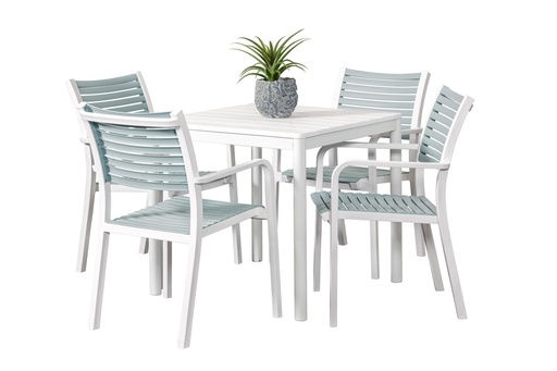 Stecca 80cm Table & 4 Aria Chairs White/Sky