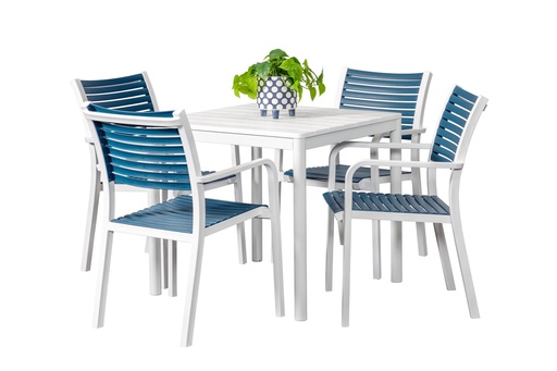 Stecca 80cm Table & 4 Aria Chairs White/Navy