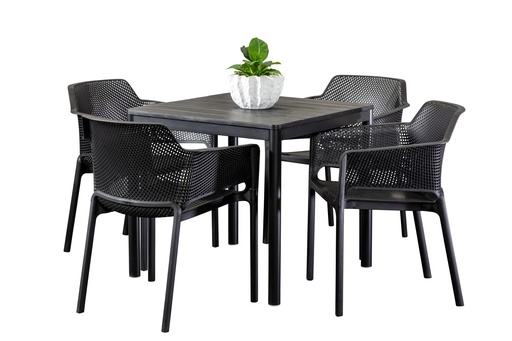 Stecca 80cm Table & 4 Paris Chairs Black