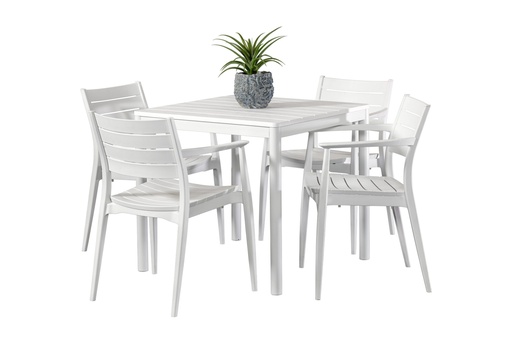 Stecca 80cm Table & 4 Lyon Chairs White
