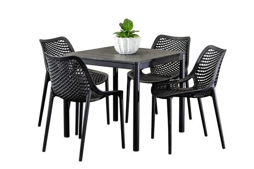 Stecca 80cm Table & 4 Isla Chairs Black