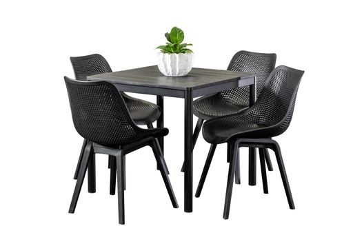 Stecca 80cm Table & 4 Bronte Chairs Black