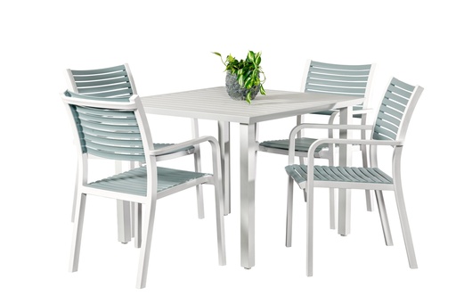 Samui 1m Table & 4 Aria Chairs White/Sky