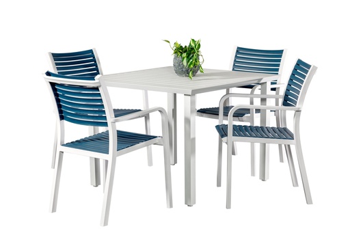 Samui 1m Table & 4 Aria Chairs White/Navy