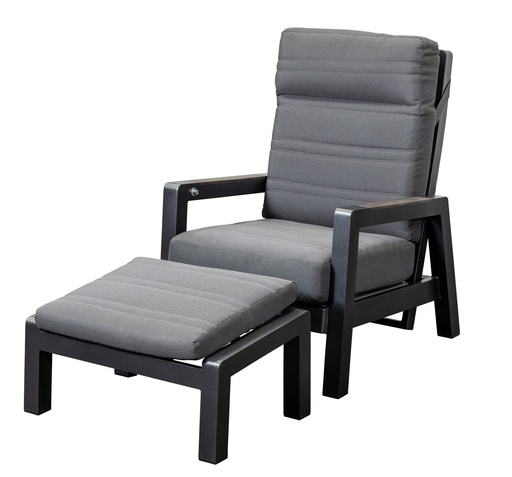 Regent Recliner & Footstool Black