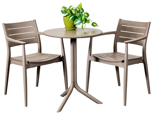 Lyon 60cm Table & 2 Lyon Chairs Taupe