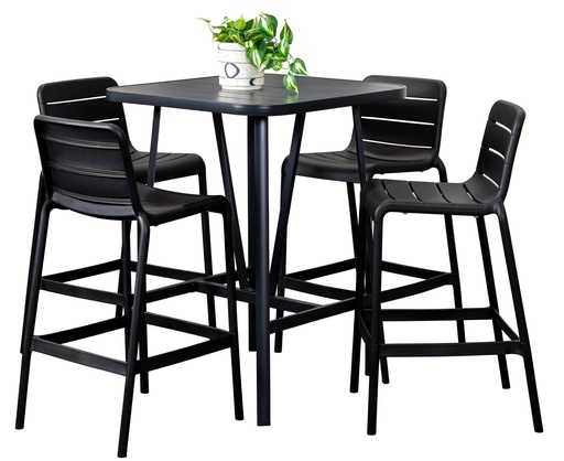 Albi 81cm Bar Table & 4 Stecca Stools Black