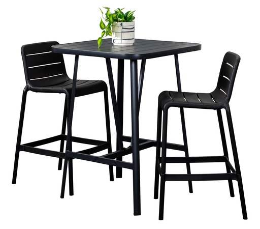 Albi 81cm Bar Table & 2 Stecca Stools Black