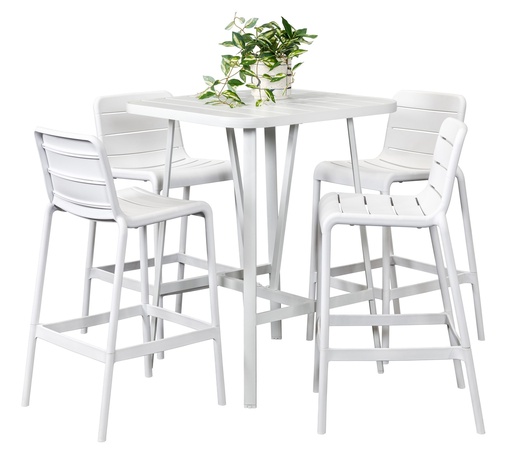 Albi 81cm Bar Table & 4 Stecca Stools White