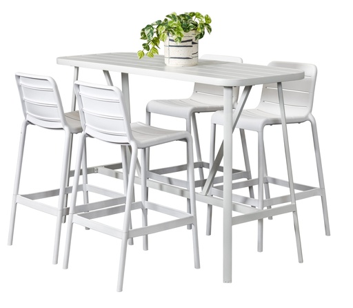 Albi 1.76m Bar Table & 4 Stecca Stools White