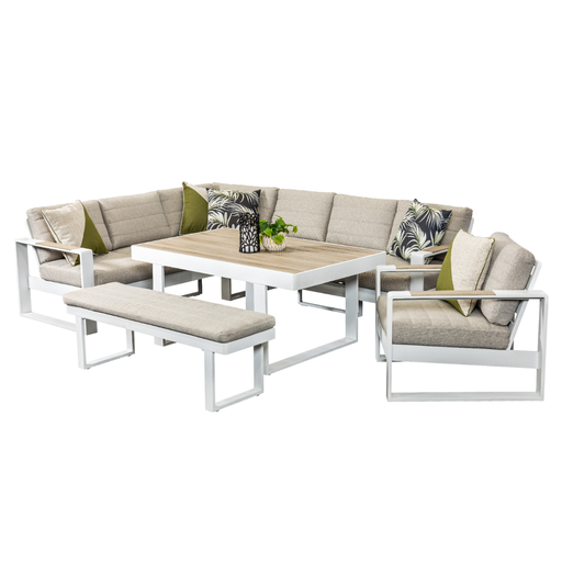 Allure Modular Dining Set, Bench & Single Sofa White