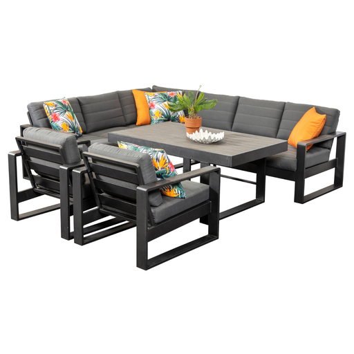 Allure Modular Dining Set & 2 Single Sofas Black