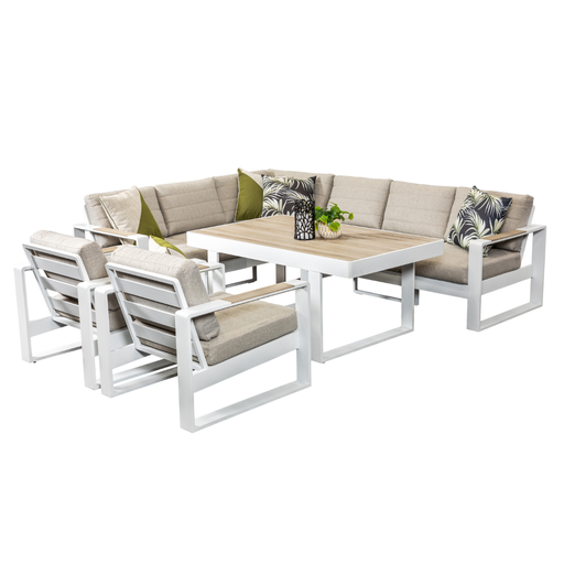 Allure Modular Dining Set & 2 Single Sofas White