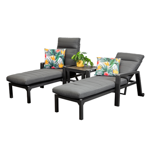 Allure Side Table & 2 Sunlounges Black