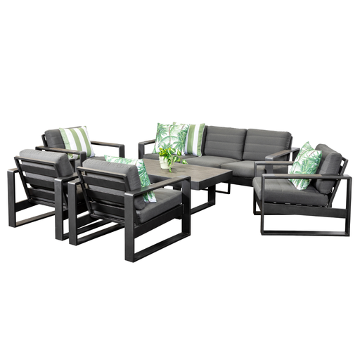 Allure Sofa Coffee Set & 2 Single Sofas Black