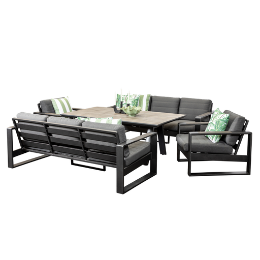 Allure Sofa Dining Deluxe Set & Triple Sofa Black