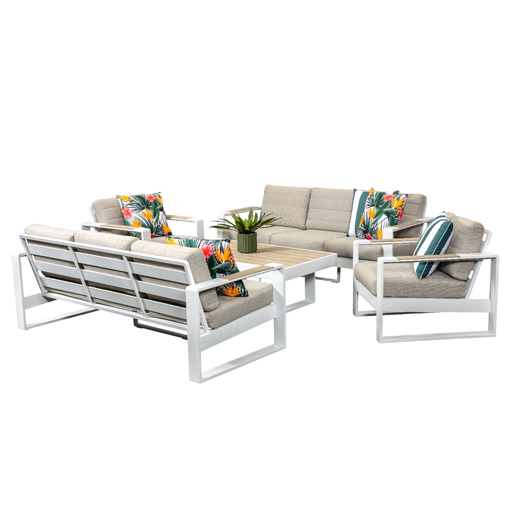 Allure Sofa Coffee Set & Triple Sofa White