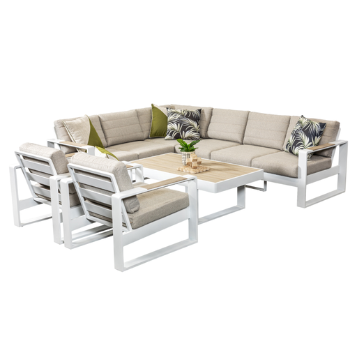 Allure Modular Coffee Set & 2 Single Sofas White