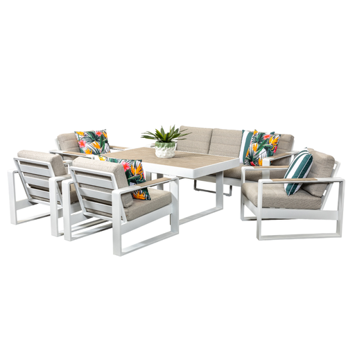 Allure Sofa Dining Set & 2 Single Sofas White
