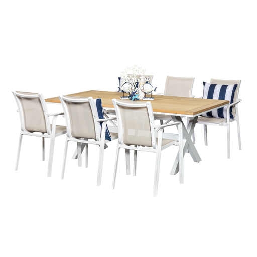 Tribeca 2m Table & 6 Solstice Chairs White