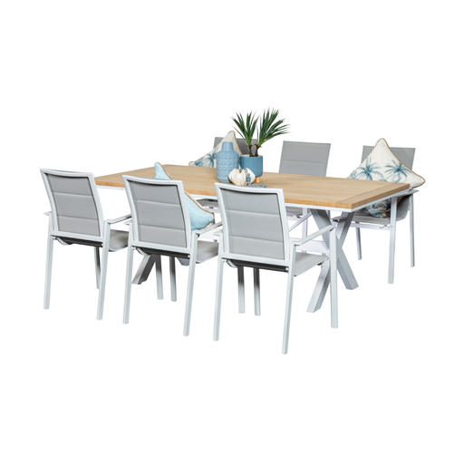 Tribeca 2m Table & 6 Lagoon Chairs White