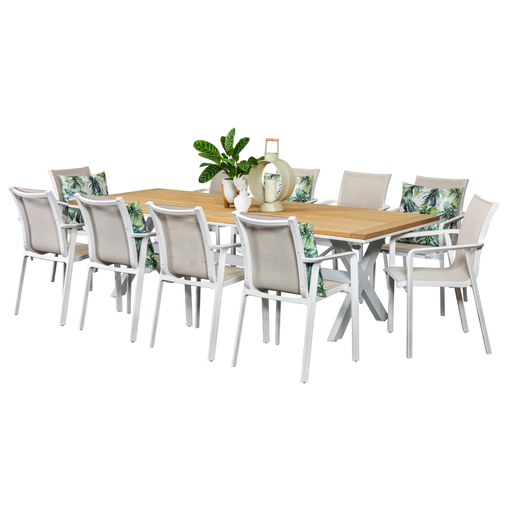 Tribeca 2.6m Table & 10 Solstice Chairs White