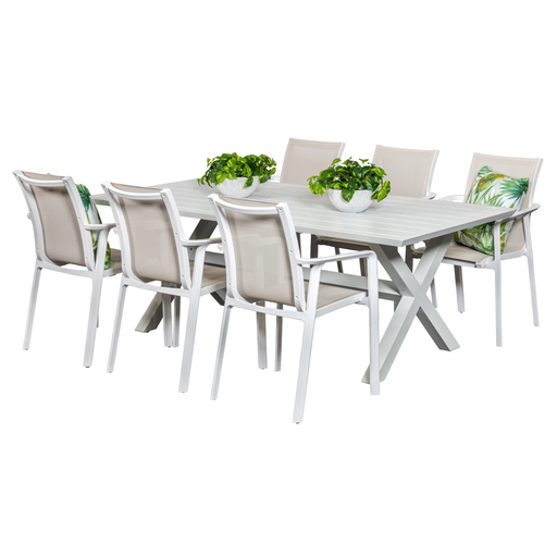 Samui 2m Table & 6 Solstice Chairs White