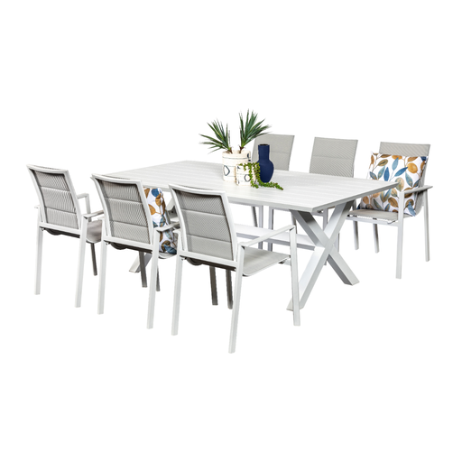 Samui 2m Table & 6 Lagoon Chairs White