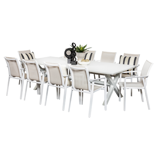 Samui 2.6m Table & 10 Solstice Chairs White