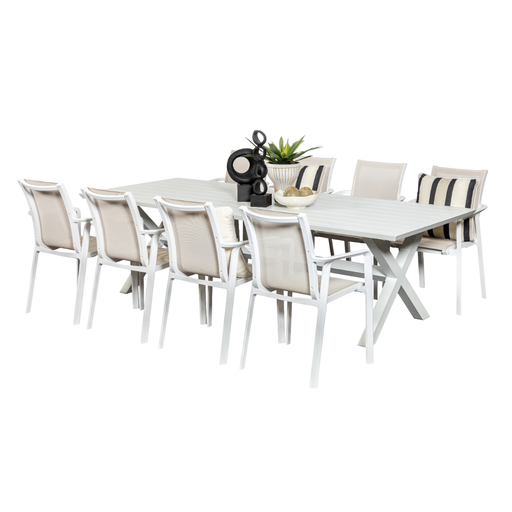 Samui 2.6m Table & 8 Solstice Chairs White