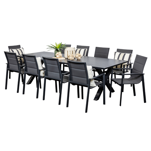 Samui 2.6m Table & 10 Lagoon Chairs Black