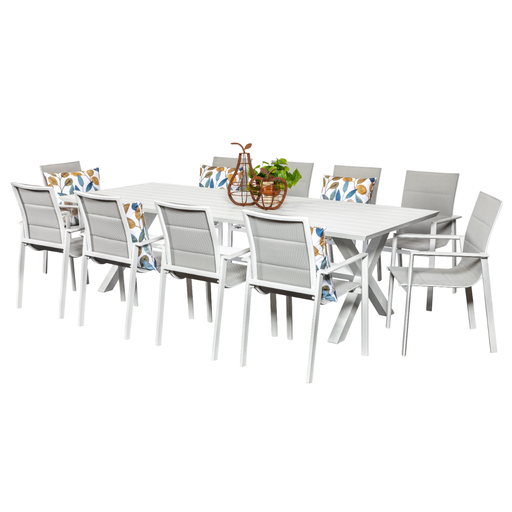 Samui 2.6m Table & 10 Lagoon Chairs White