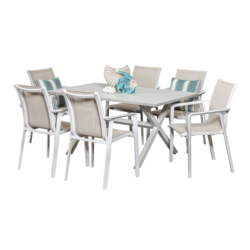 Samui 1.5m Table & 6 Solstice Chairs White