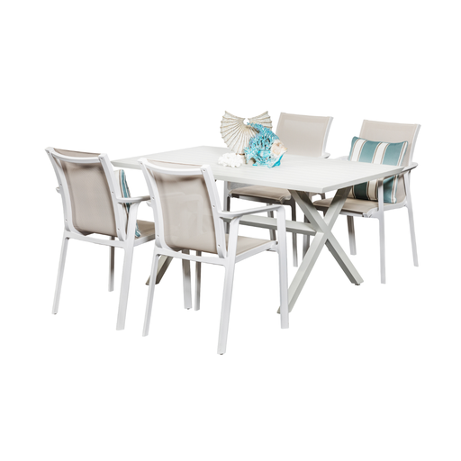 Samui 1.5m Table & 4 Solstice Chairs White