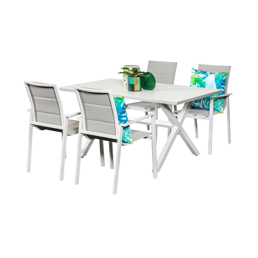 Samui 1.5m Table & 4 Lagoon Chairs White